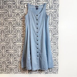 Vintage American Dynasty Cotton Denim Cottagecore Picnic Dress